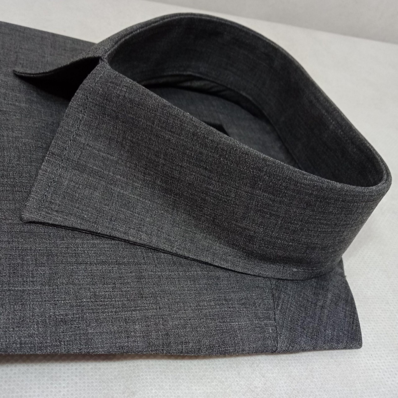 Chambray Formal Shirt For Men - Double Needle Stitching - Dark Grey