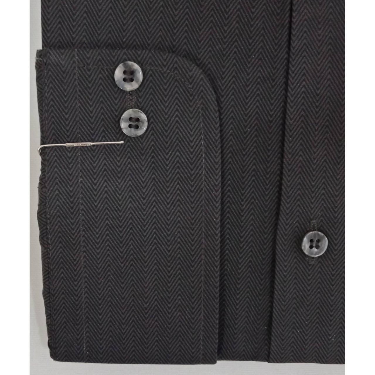 Herringbone Cotton Formal Shirt For Men - Double Needle Stitching - Dark Grey