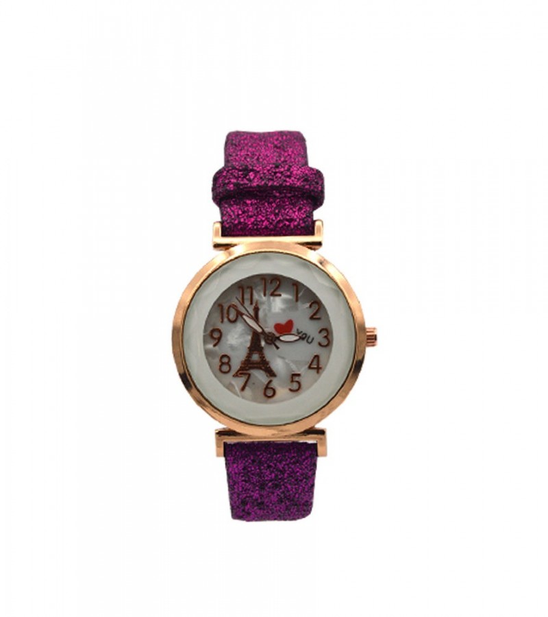 Eiffel Tower Dial Watch With Velvet Strap