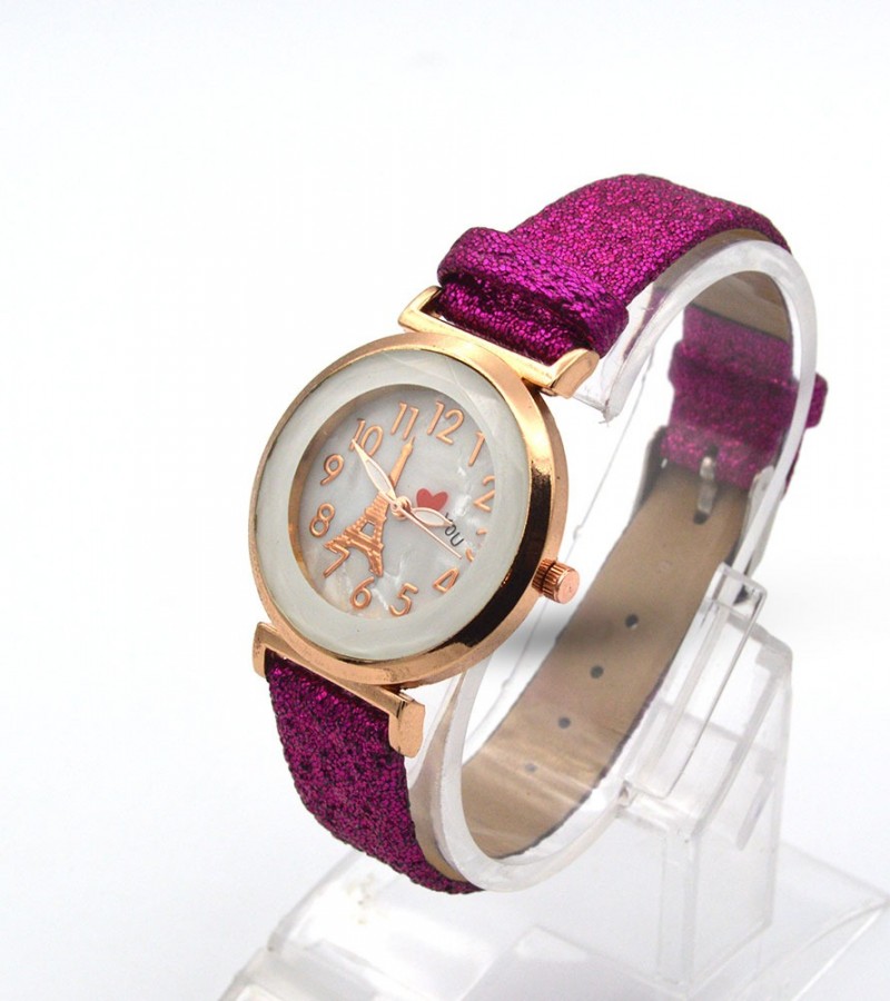 Eiffel Tower Dial Watch With Velvet Strap