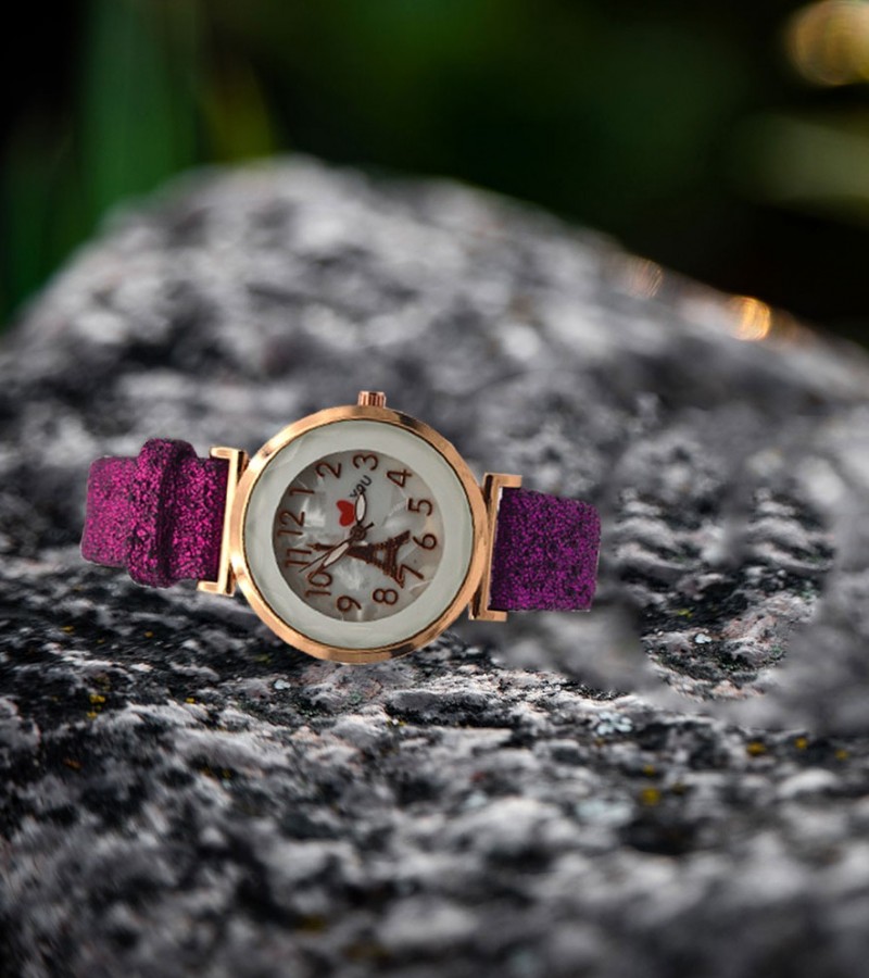 Eiffel Tower Dial Watch With Velvet Strap