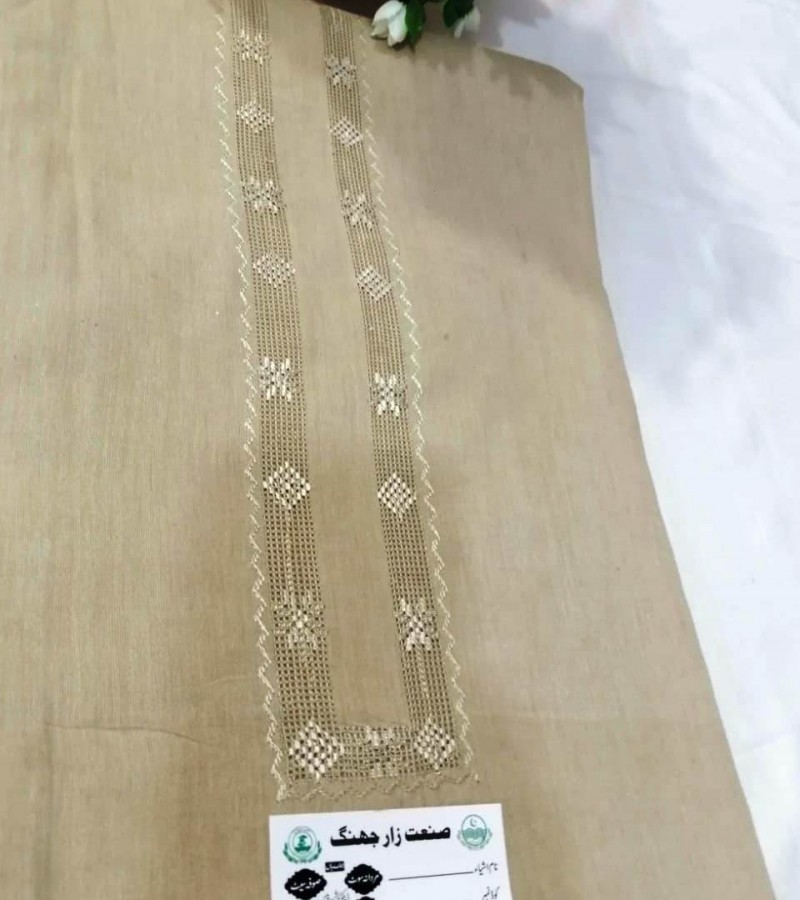 Hand made Tarkashi suit khaddar tortila color