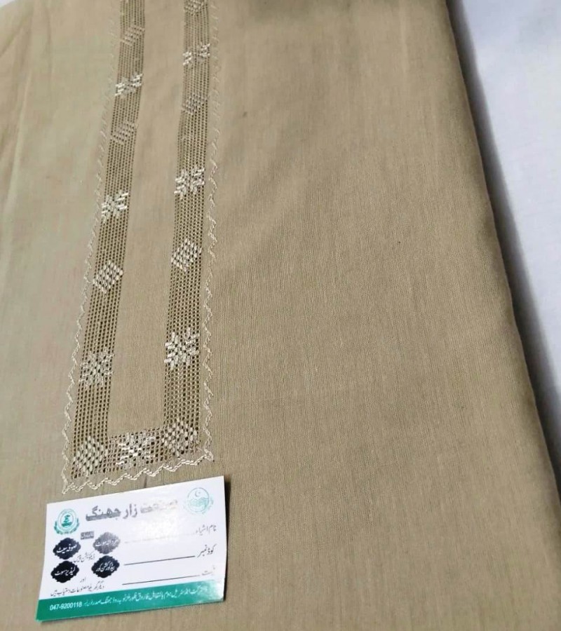 Hand made Tarkashi suit khaddar tortila color