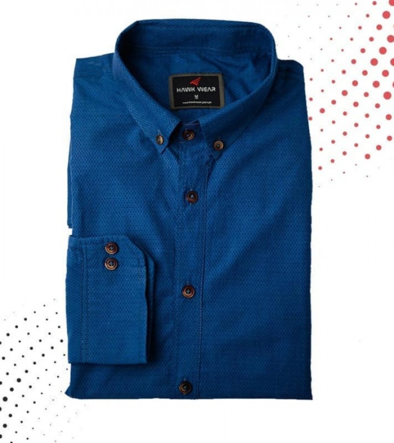 HAWKWEAR SLIM FIT CASUAL SHIRT - BLUE