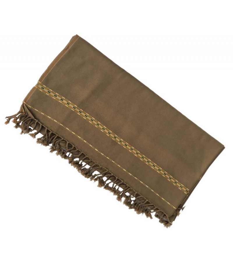 Khaki Kashmiri Pure Acro-Woolen Dhussa Shawl For Man