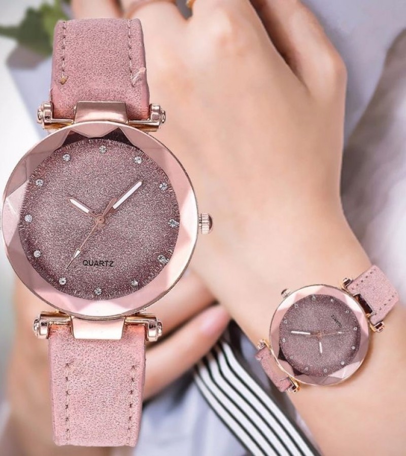 Ladies fashion Korean Rhinestone Rose Gold Quartz Watch