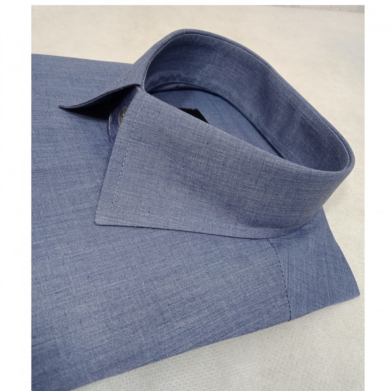 Chambray Formal Shirt For Men - Double Needle Stitching - Light Blue