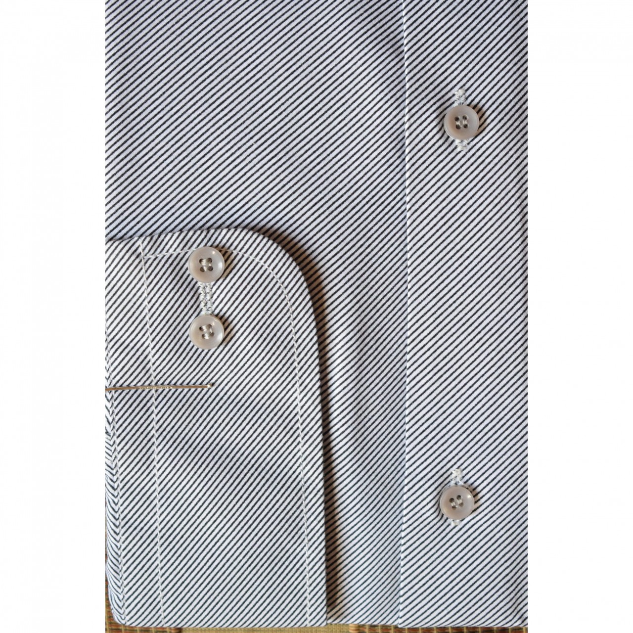 Pin Stripes Formal Shirt For Men - Double Needle Stitching - Light Grey
