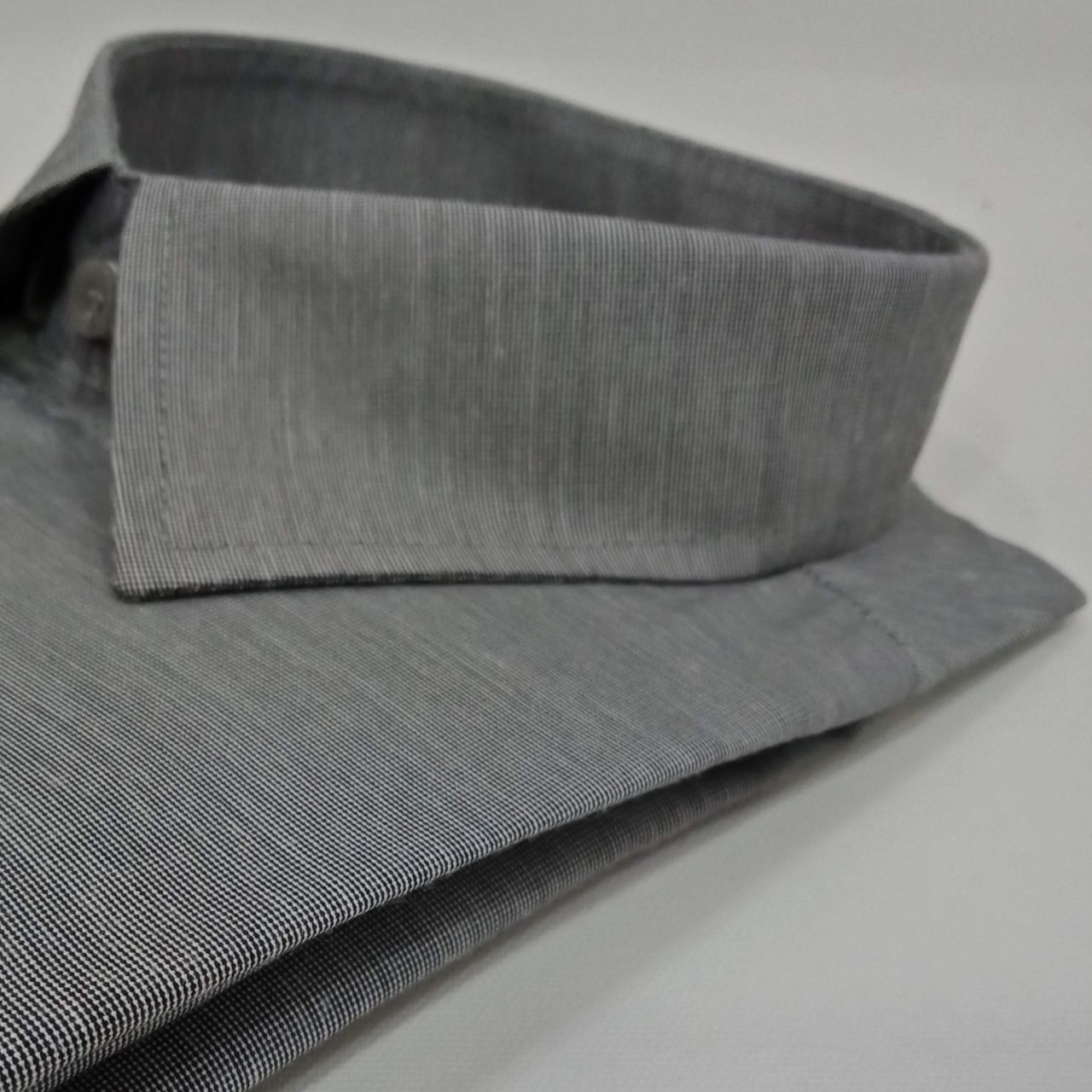 Cotton Formal Shirt Men Double Needle Stitching - Light Grey