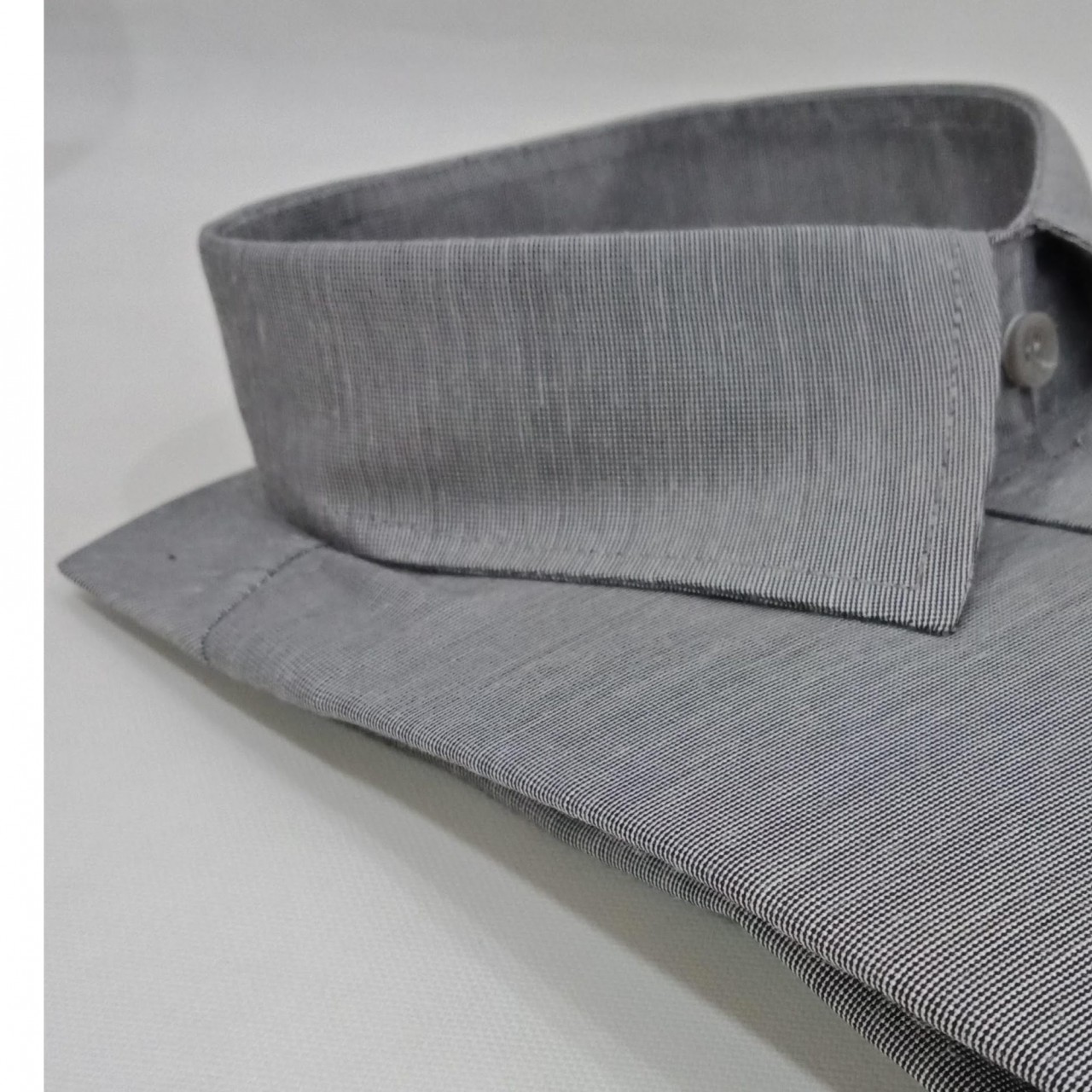 Cotton Formal Shirt Men Double Needle Stitching - Light Grey