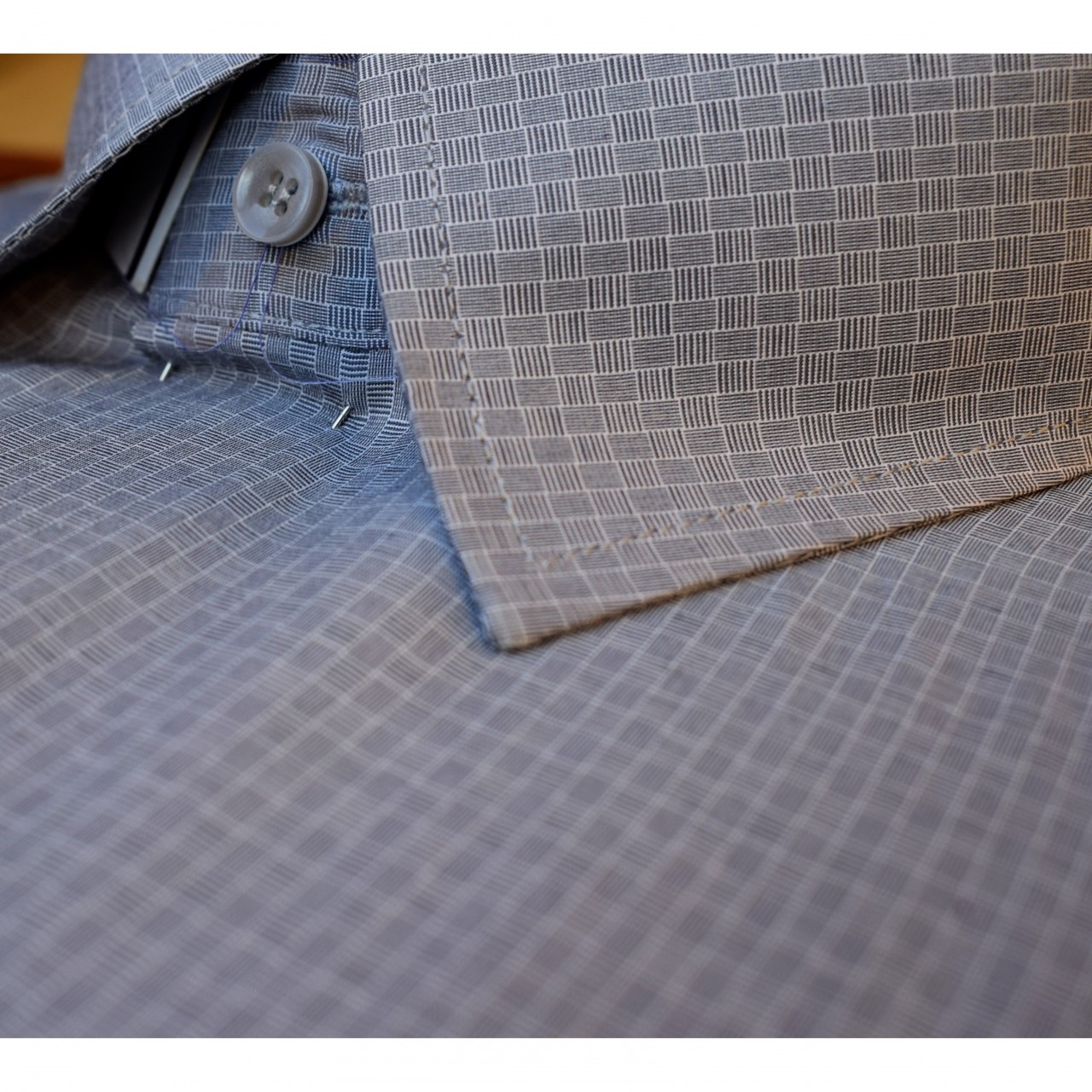 Self White Squares Pattern Formal Shirt For Men - Light Grey