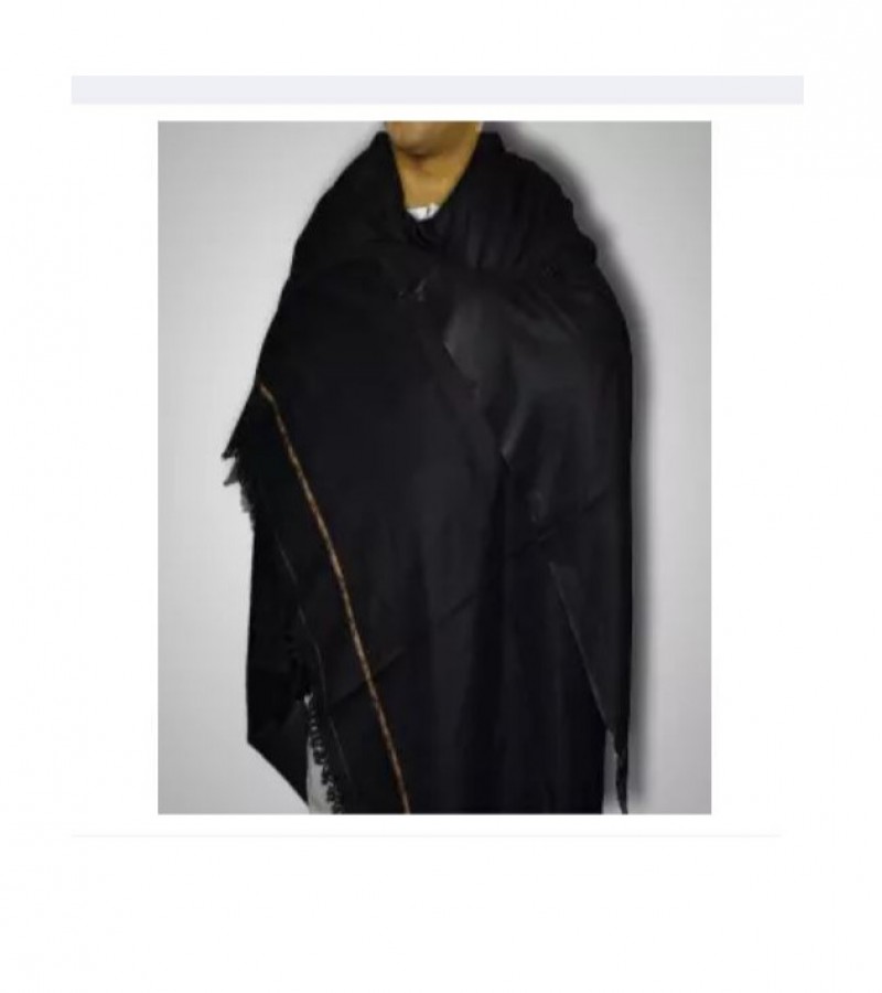 Pashmina Wool Shawl & Kashmiri Dhussa Shawl For Men (Black)