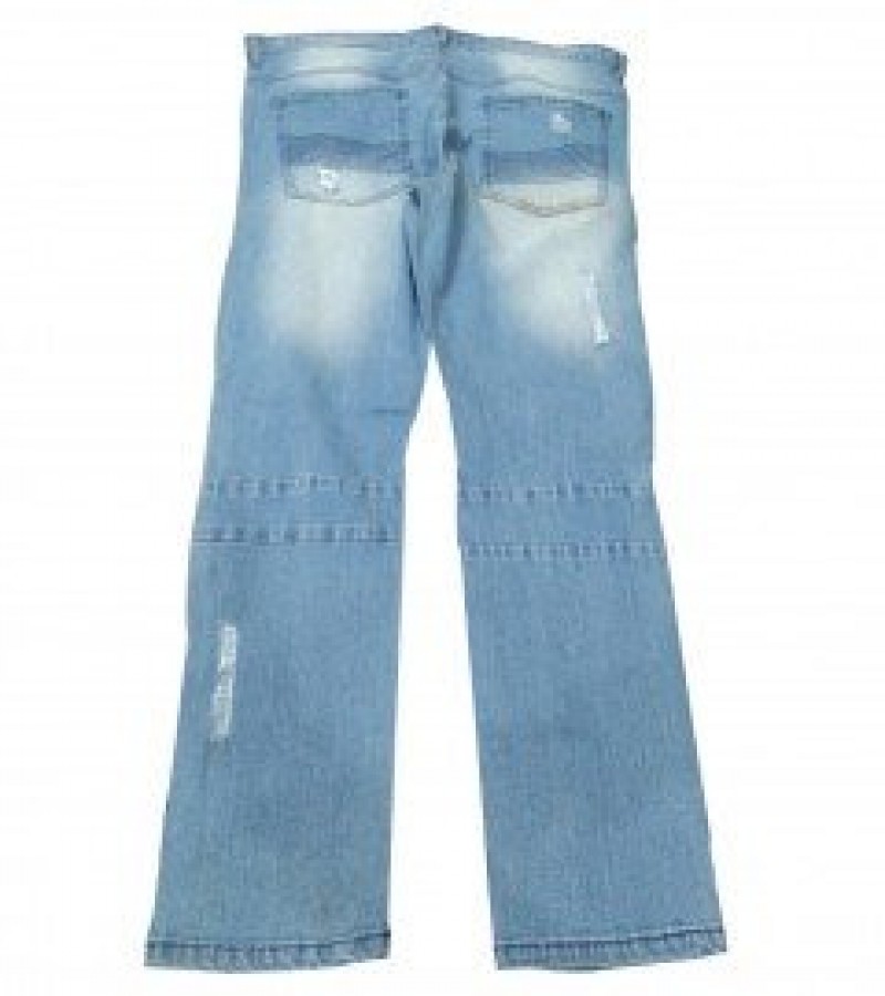 Premium Loose Fit Striped Denim Jeans Pant For Men - Light Blue - 28” to 40”