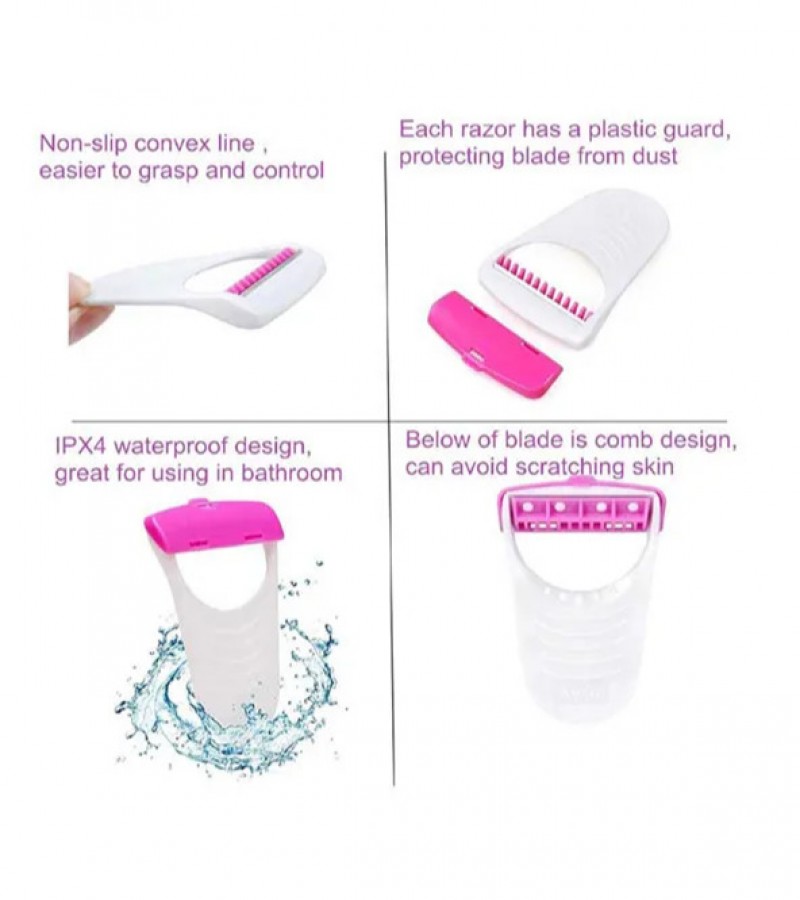Safit Shave Body Razor - 6Pcs - White & Pink