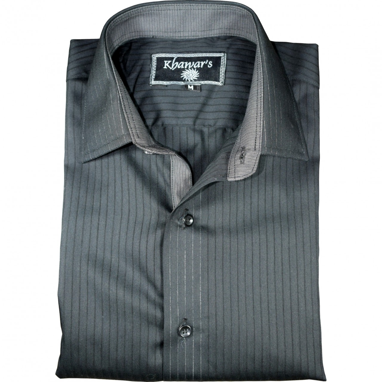 Semi Formal Shirt Black Self Lining Slim Fitting for Men