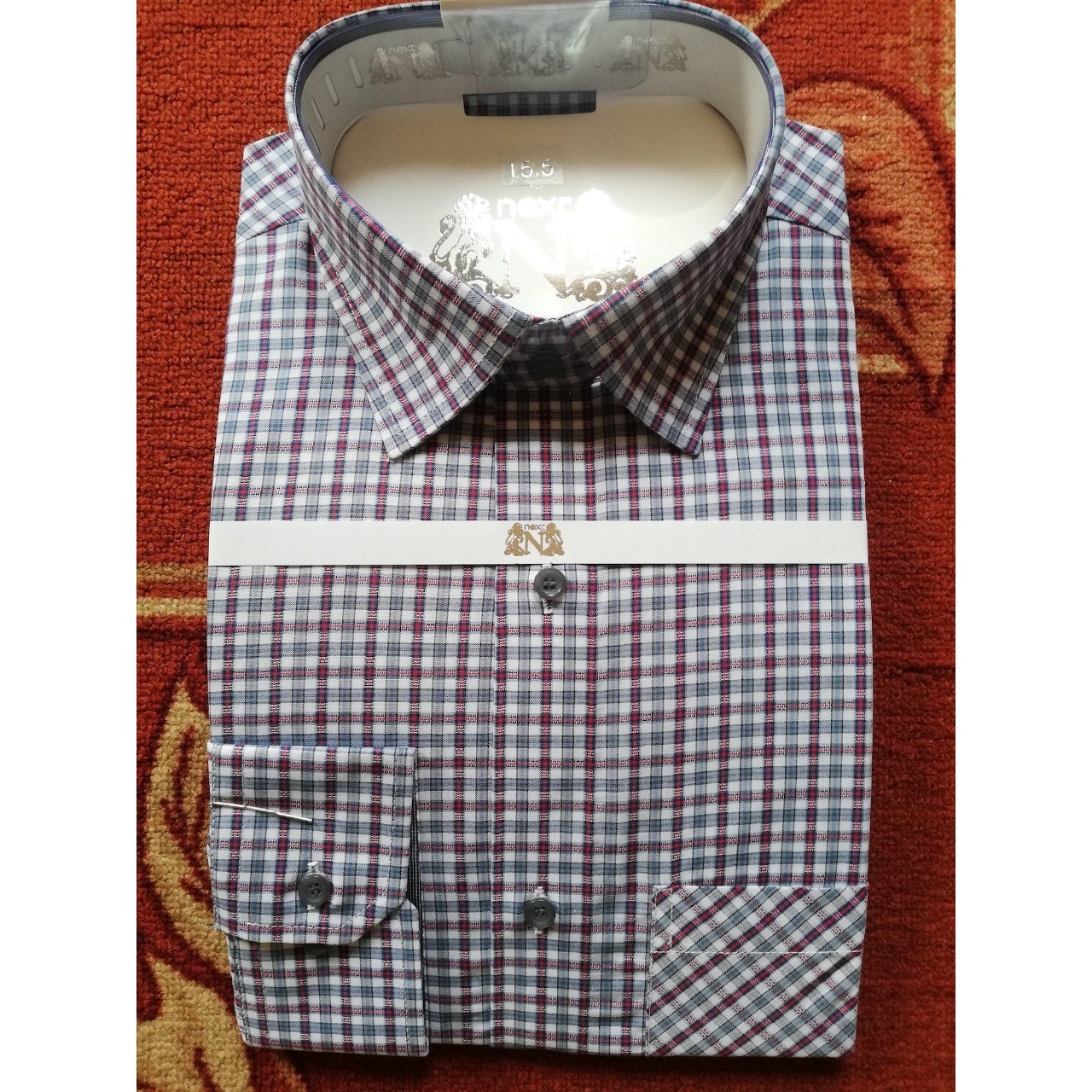 Small Check Formal Shirt With White Base For Men