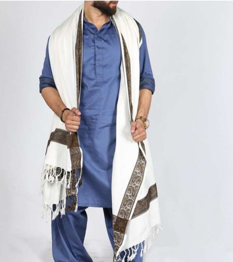 White Baghdadi Iraqi Style Chadder Shawl Dastaar For Men