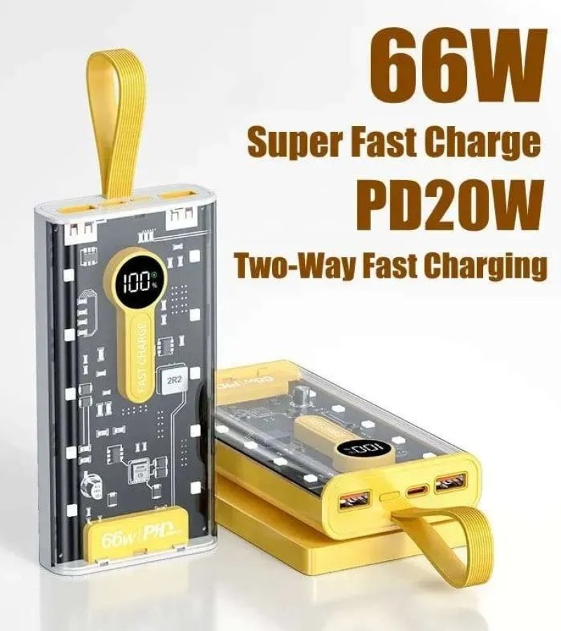 Original PowerBank 66W 20000 mAh Type-C PD Super Fast Charge LED Display With Rubber Holding Band