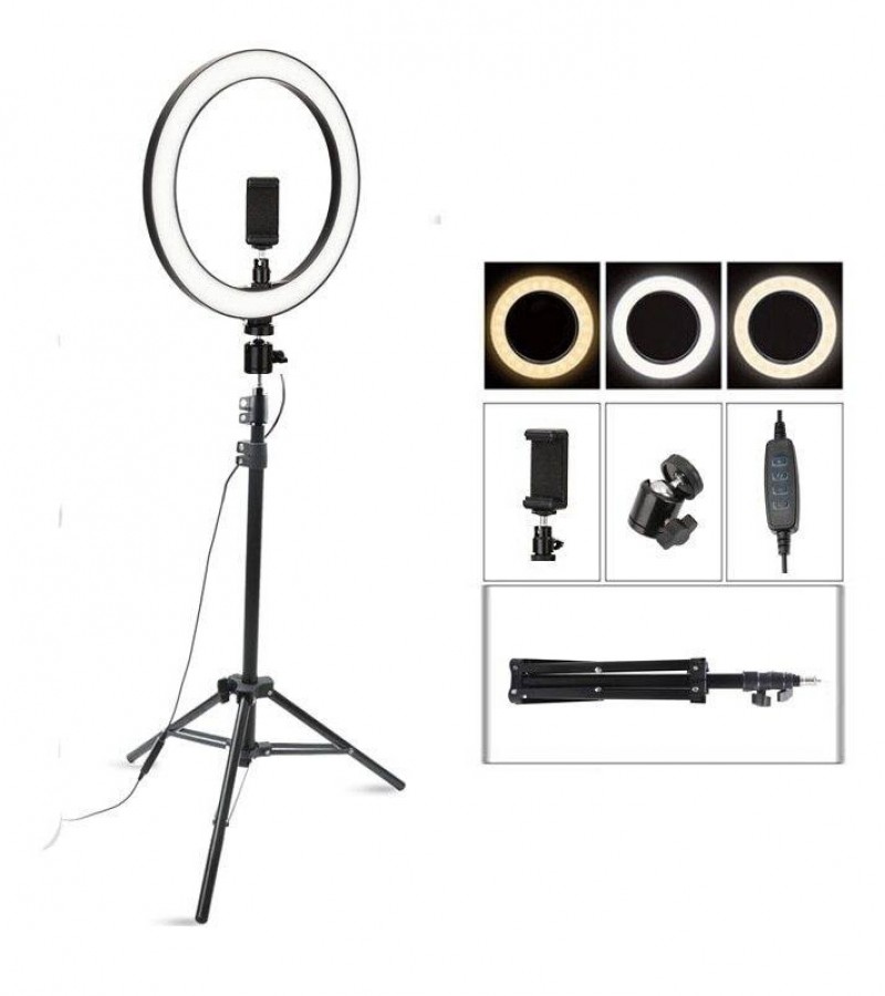 26cm RING LIGHT+7ft TRIPOD STAND + MOBILE PHONE HOLDER for videos, photography