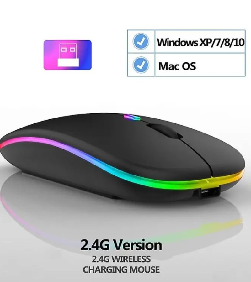 HP W10 Wireless RGB Bluetooth, Wireless, Rechargeable Slim Mouse