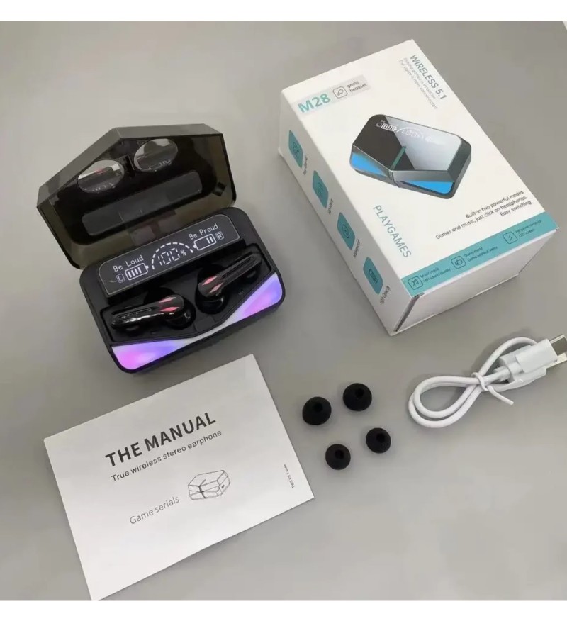 M28 TWS True Wireless Bluetooth Earphone Gaming Headse V5.1 – High Quality
