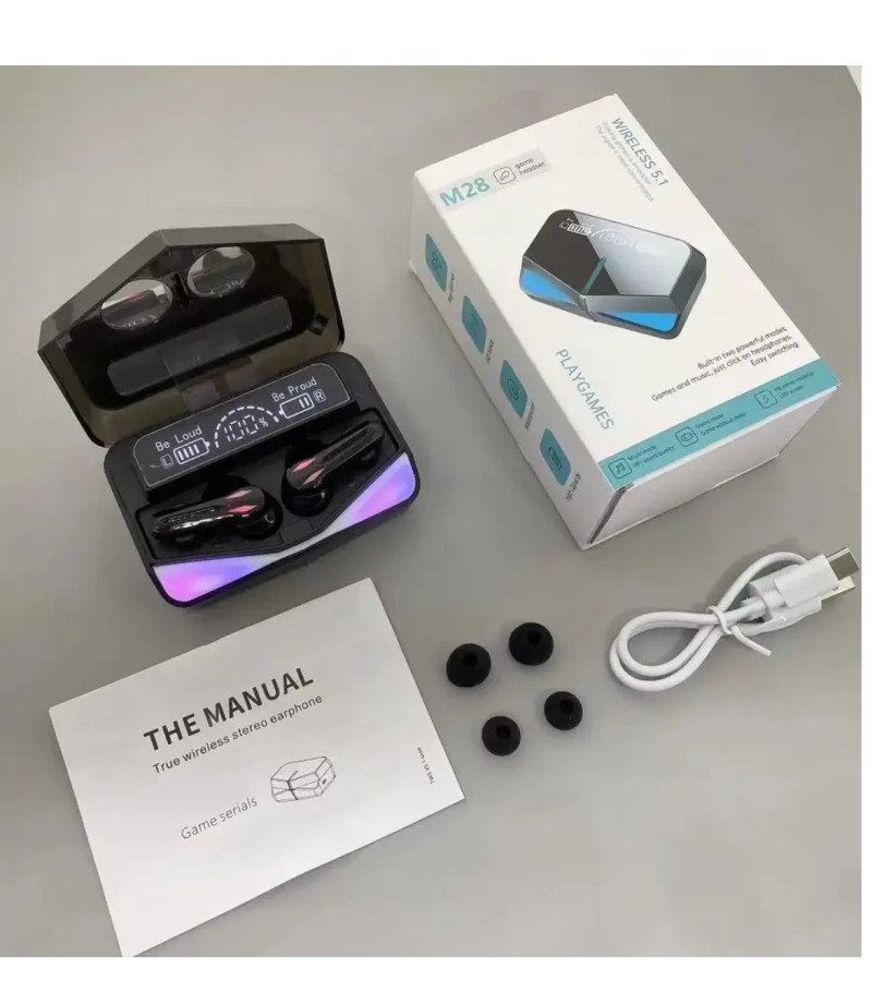 M28 TWS True Wireless Bluetooth Earphone Gaming Headse V5.1 – High Quality