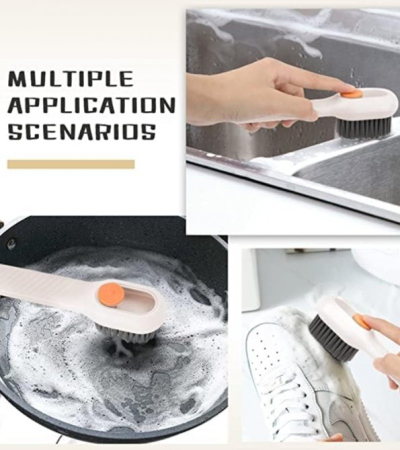 Multifunctional Soap Liquid Dispenser Brush with Handle Shoe Cleaning Laundry Brush Scrub Cleaning