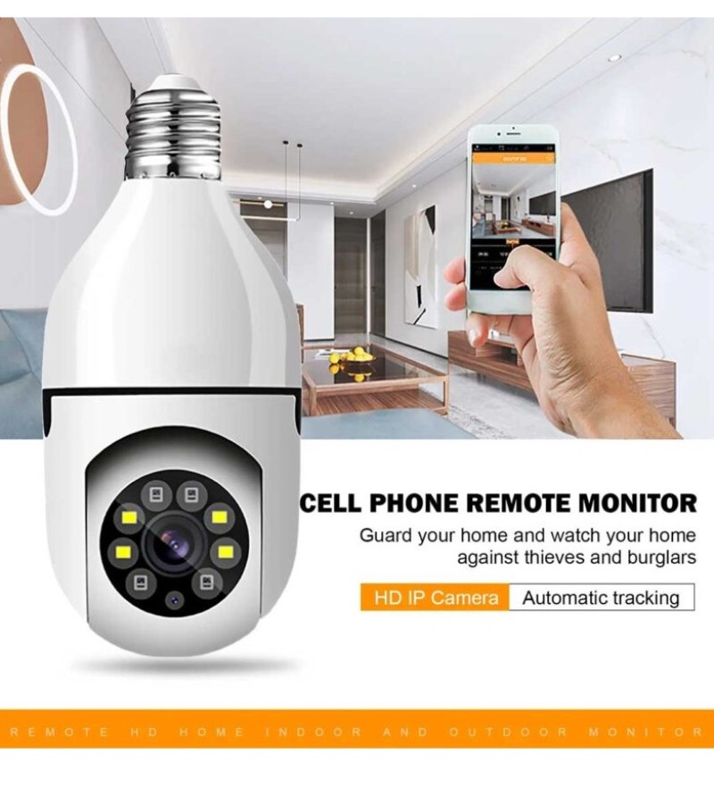 Speed-X Bulb Camera 1080p Wifi 360 Degree Panoramic Night Vision Two-Way Audio Motion Detection