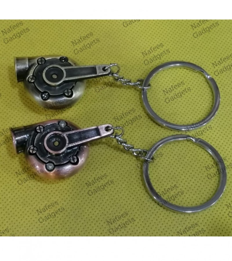 Turbo Whistle Sound Keychain Spinning Auto Part Model Turbine Key Chain Ring Key fob Keyring - Multi