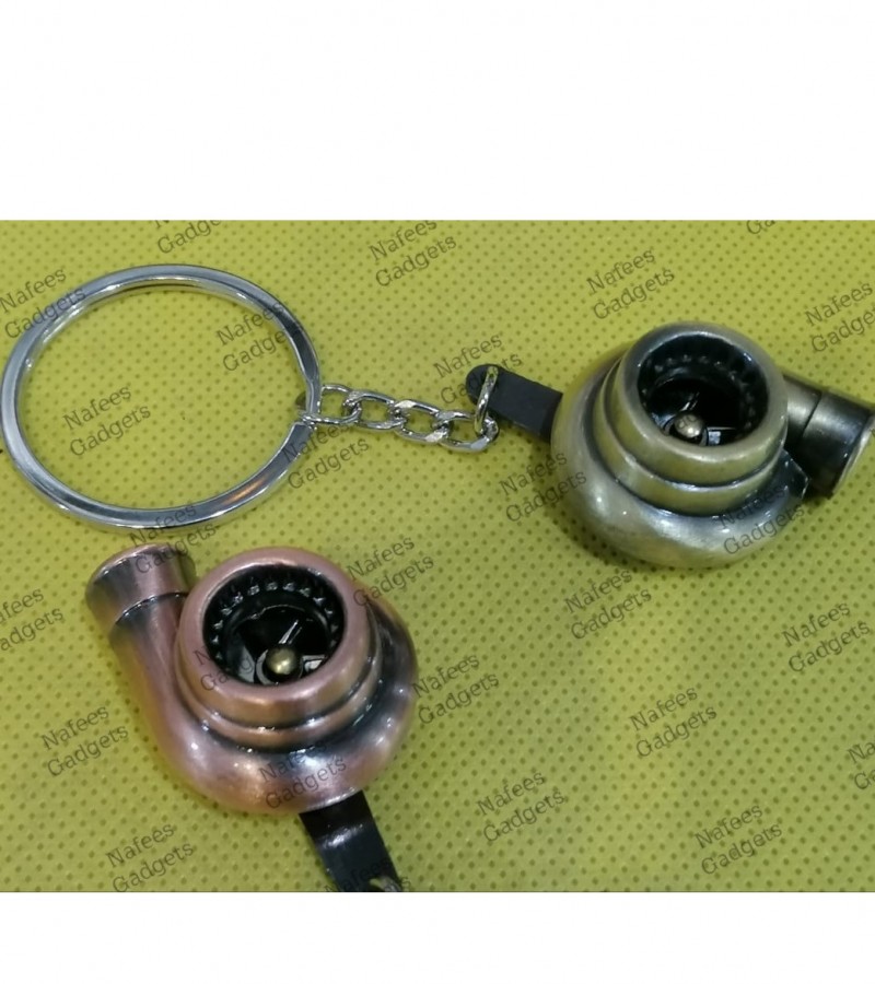 Turbo Whistle Sound Keychain Spinning Auto Part Model Turbine Key Chain Ring Key fob Keyring - Multi