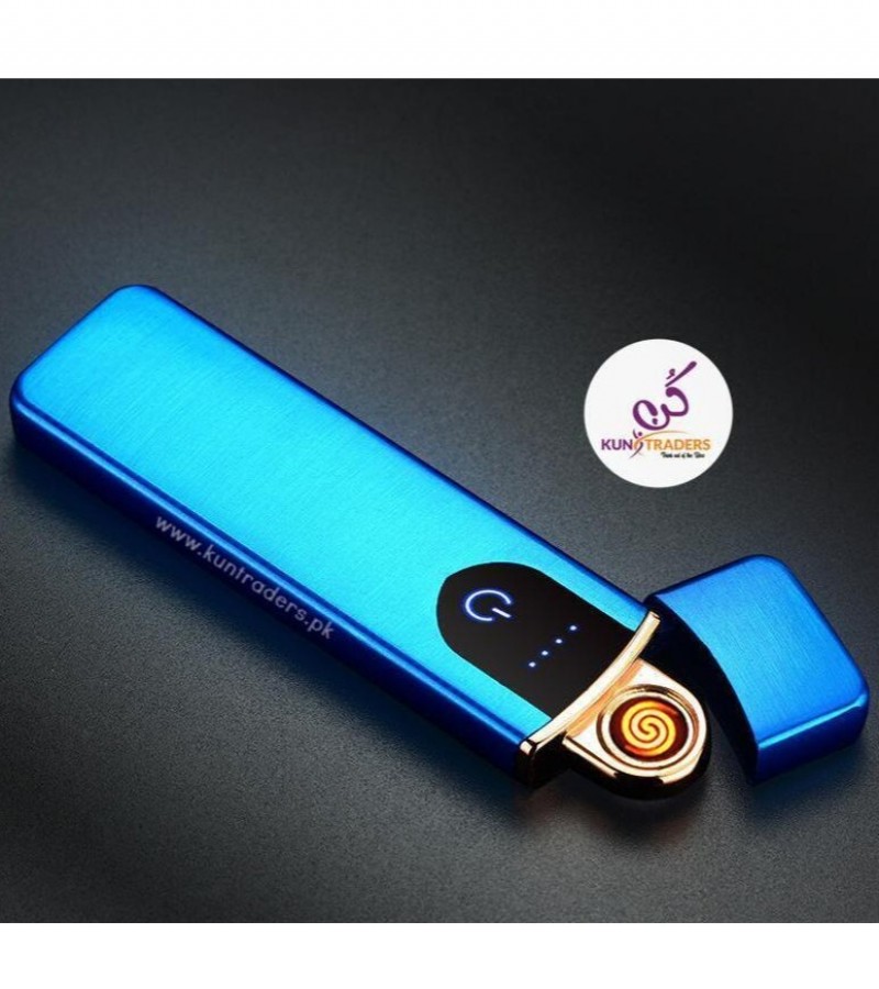 Ultra-Thin Touch Sensor Lighter USB Rechargeable Metal Lighter-Blue