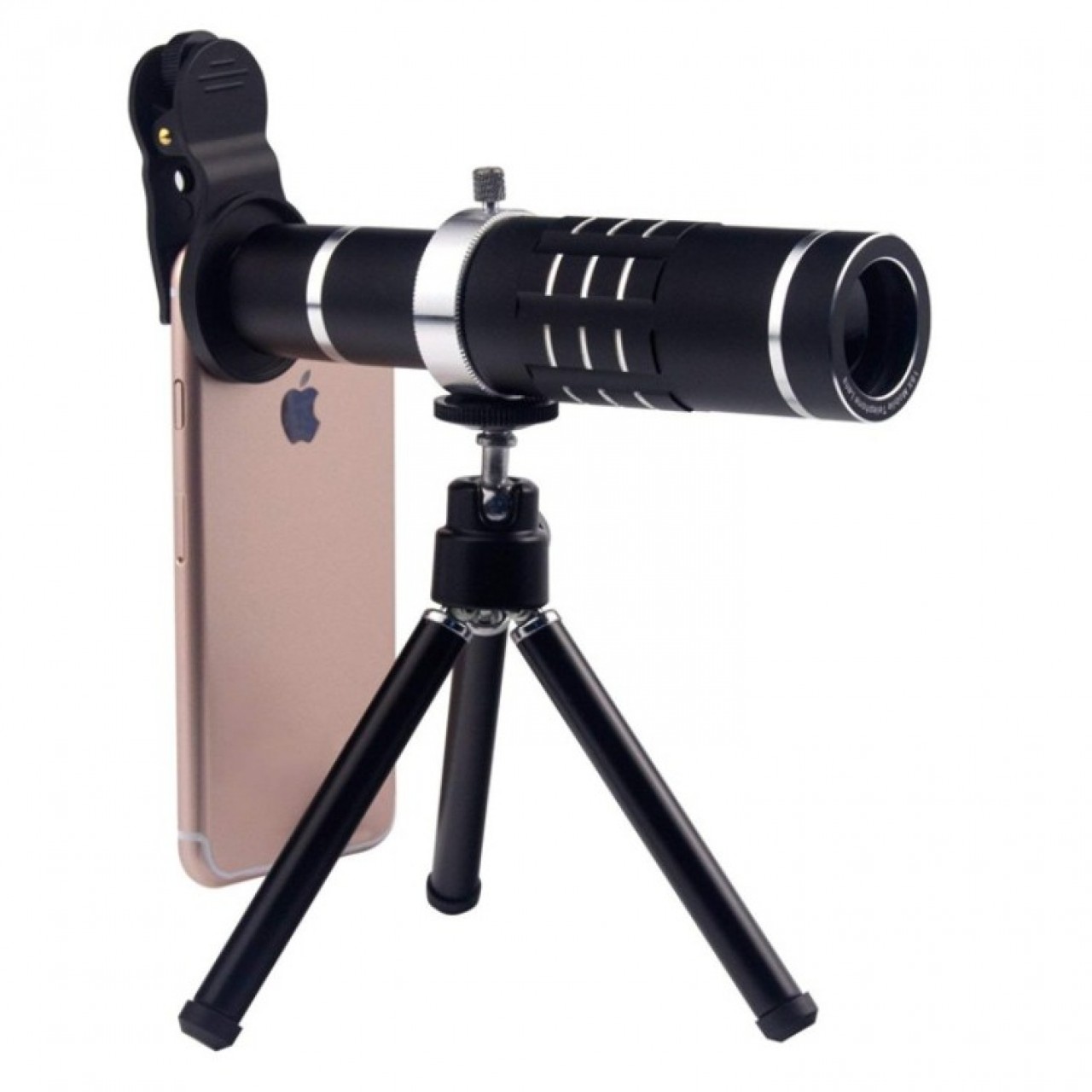 Universal 18X Zoom Telephoto Lens With Tripod Telescope For Mobile Phone Camera Lens - Black