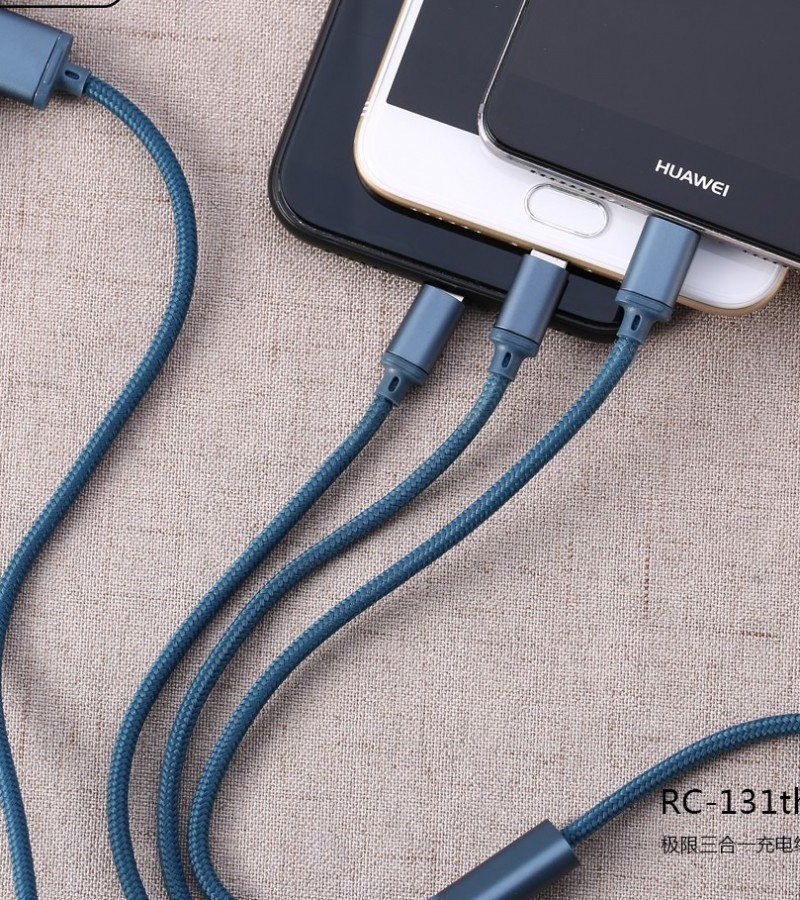 USB to Micro-USB or USB-C or Lightning for iPhone / iPad / iPod / Android - 3 in 1 USB Charge