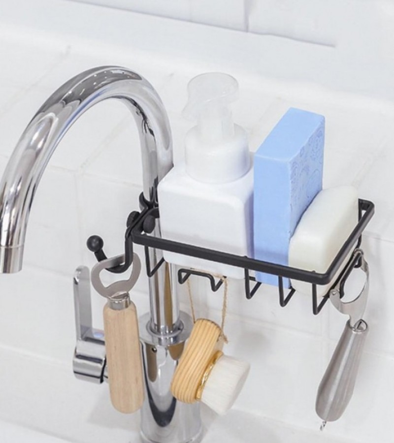 1 Layers Sink Caddy Metal Rust Free Sponge Dish Washing Liquid Faucet Tap Organizer