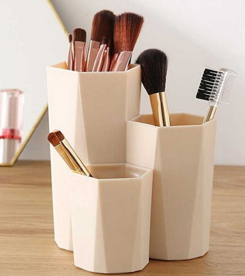 3 Compartments Table Cosmetic Make-up Brush Nail Polish Pen holder Rack Storage Organizer