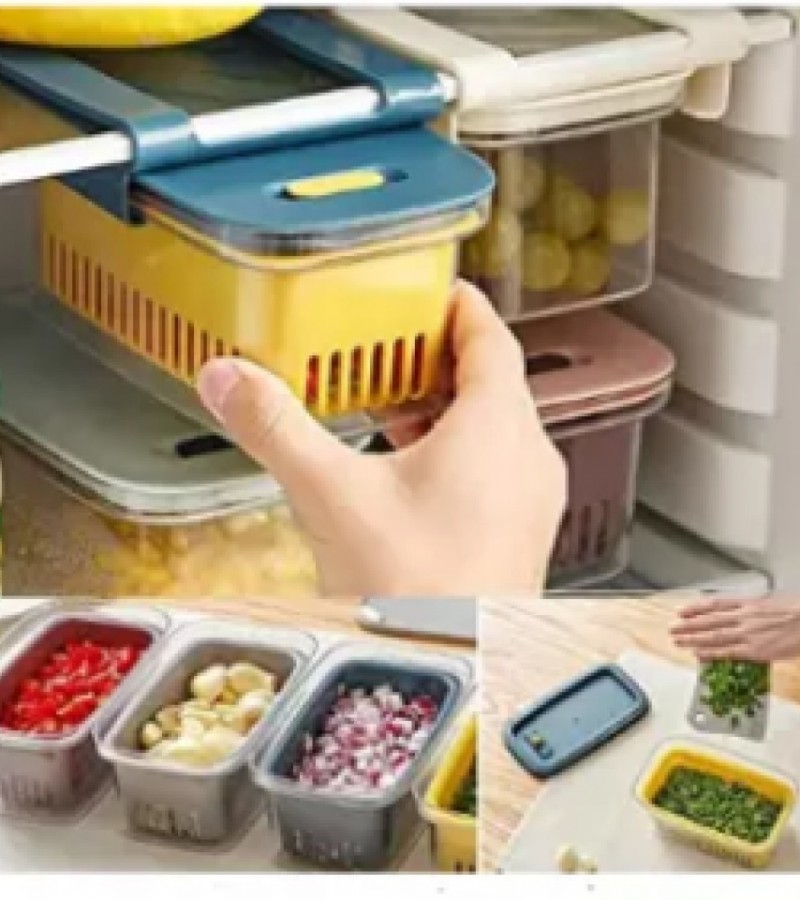 Adjustable Drawer Type Fridge Storage Basket Drained Box for Food Fruit Vegetable