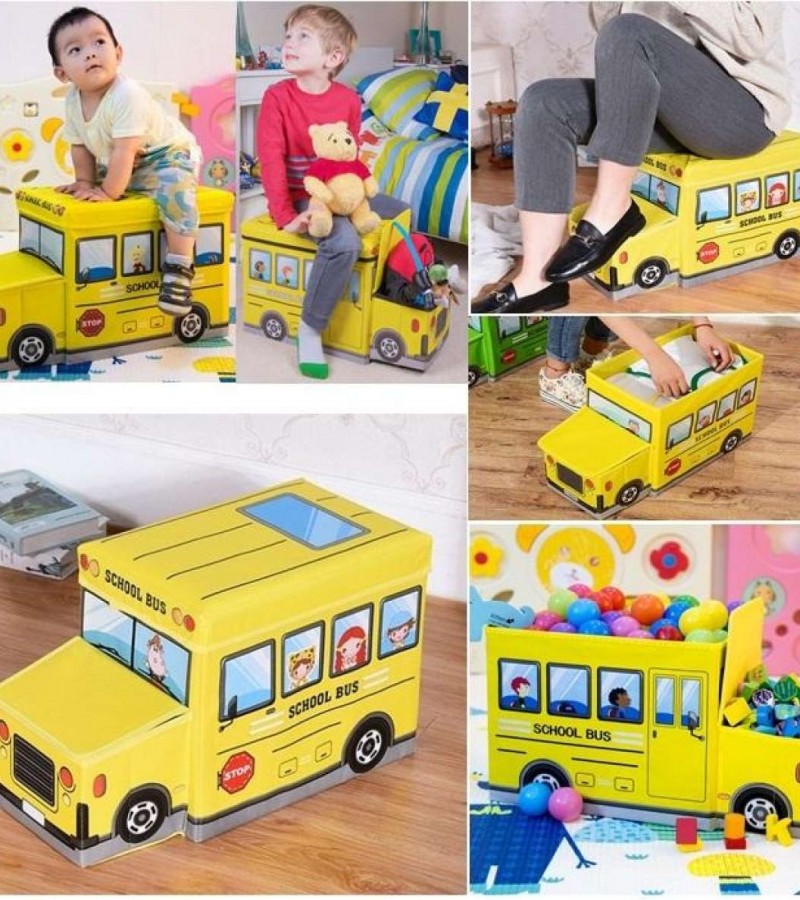Foldable Kid's Toy Storage Box & Padded Seat