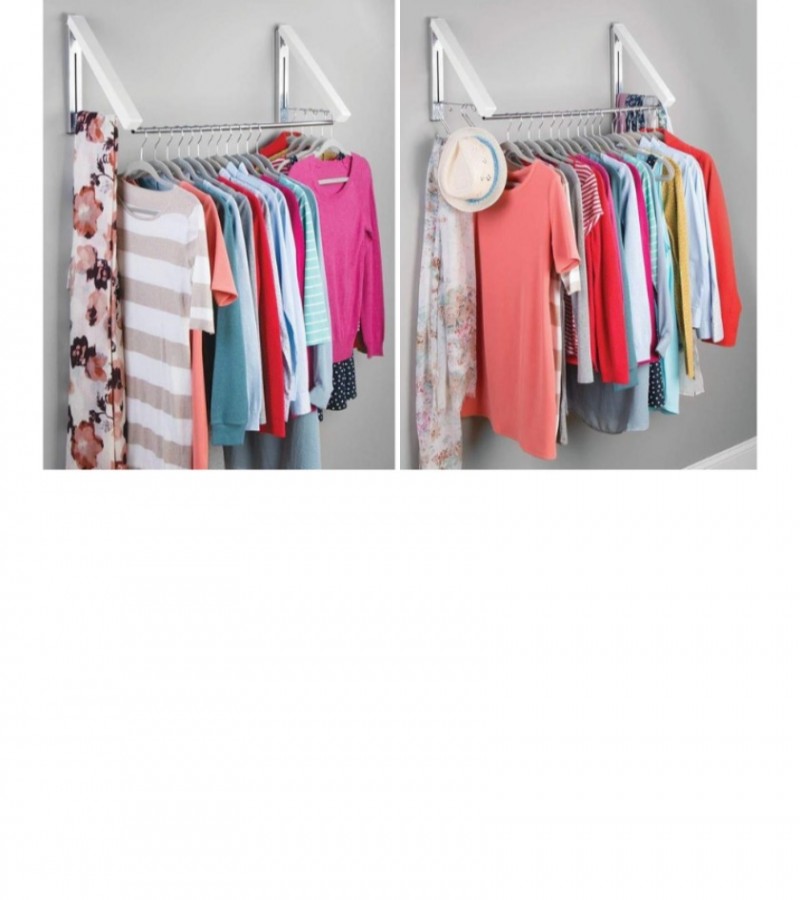 Folding Hidden Wall-mount Hanger Retractable Indoor Bedroom Clothes Towel Rack