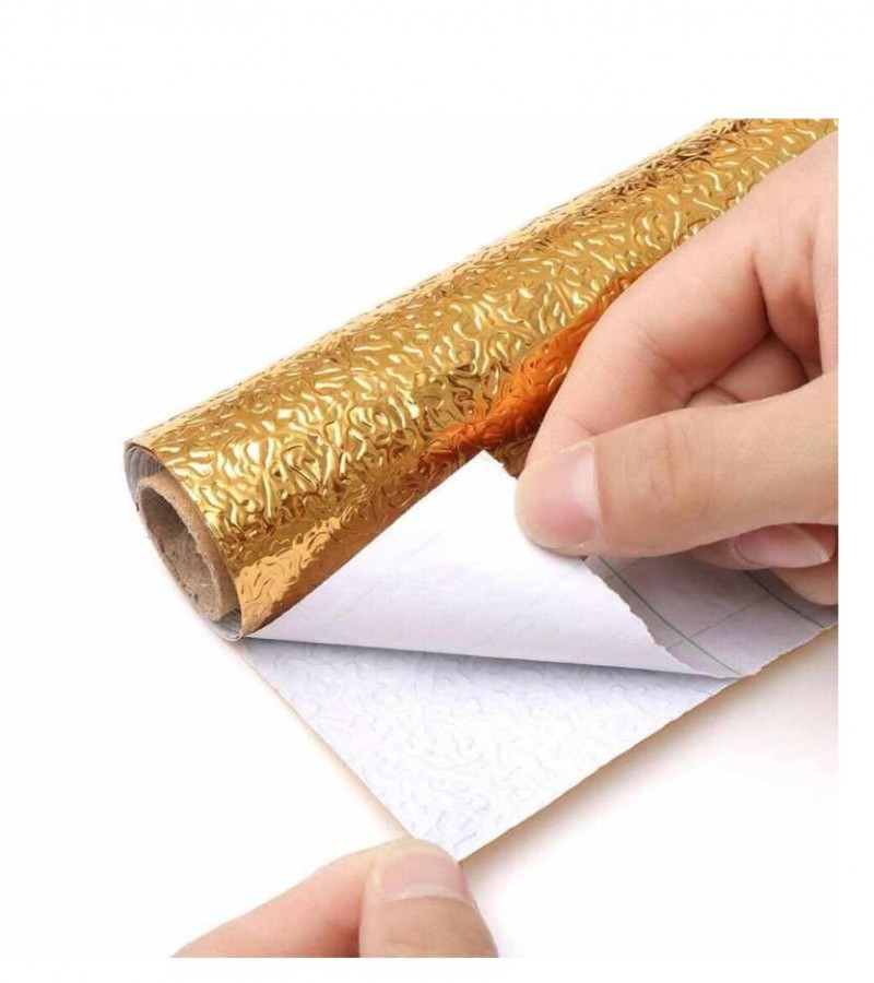 Golden Waterproof Oil Proof Aluminum Foil Sticker Self Adhesive Wallpaper