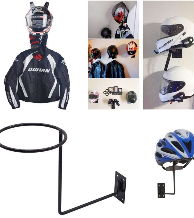 Heavy Duty Wall Mount Sports Bike Cycle Helmet Jacket Holder Stand Organizer Hook