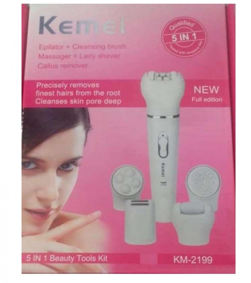 Kemei 5 in 1 Women Rechargeable Epilator Electric Face Hair Removal