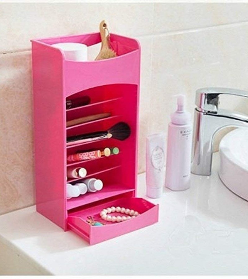 LWVAX Cosmake Cosmetic Storage and Organizer with multi layer adjustable rack Holder and a draw