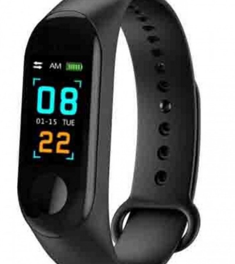 M3 Plus Black Blood Pressure Waterproof Bluetooth Fitness Bracelet Heart Rate Monitor