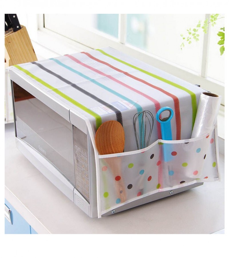 Microwave Oven Cover Kitchen Oil Dust Waterproof Double Pockets Kitchen Accessories