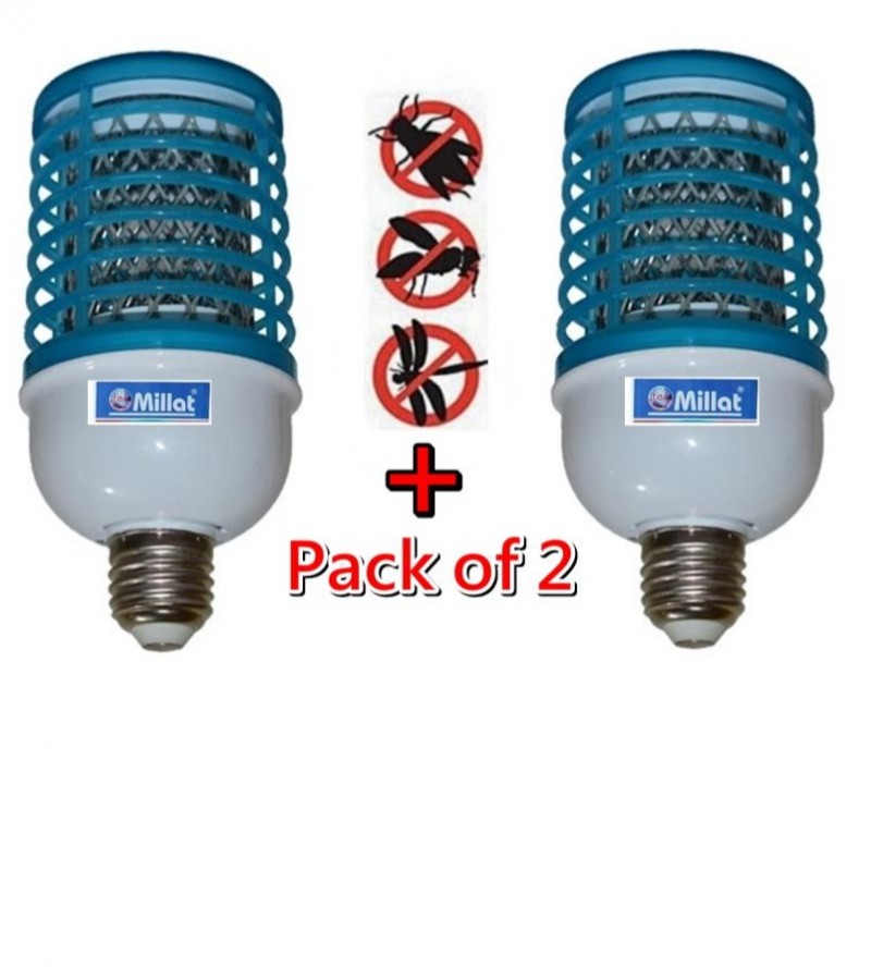 Millat Mosquito Killer & Insects Killer Led Bulb Pack of 2 Electric Zapper