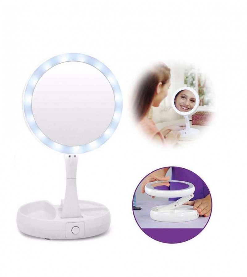 Mirror My Fold Away LED Mirror Professional Mirror with Lights Beauty Adjustable Portable