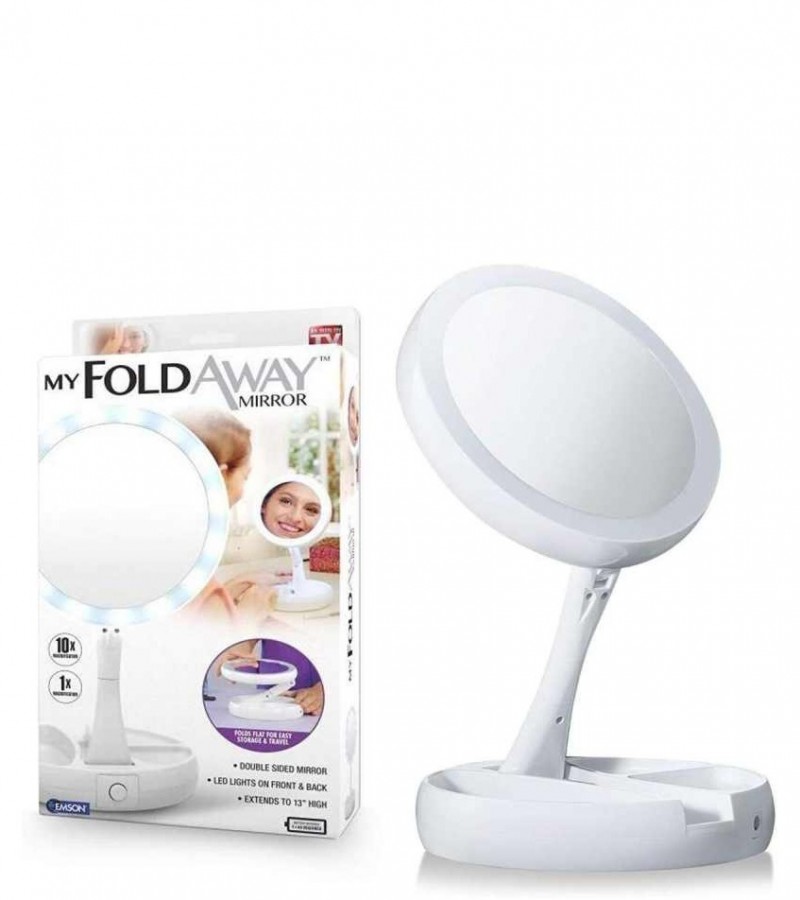 My Foldaway Mirror The Lighted Double Sided Vanity Mirror 10x Magnification