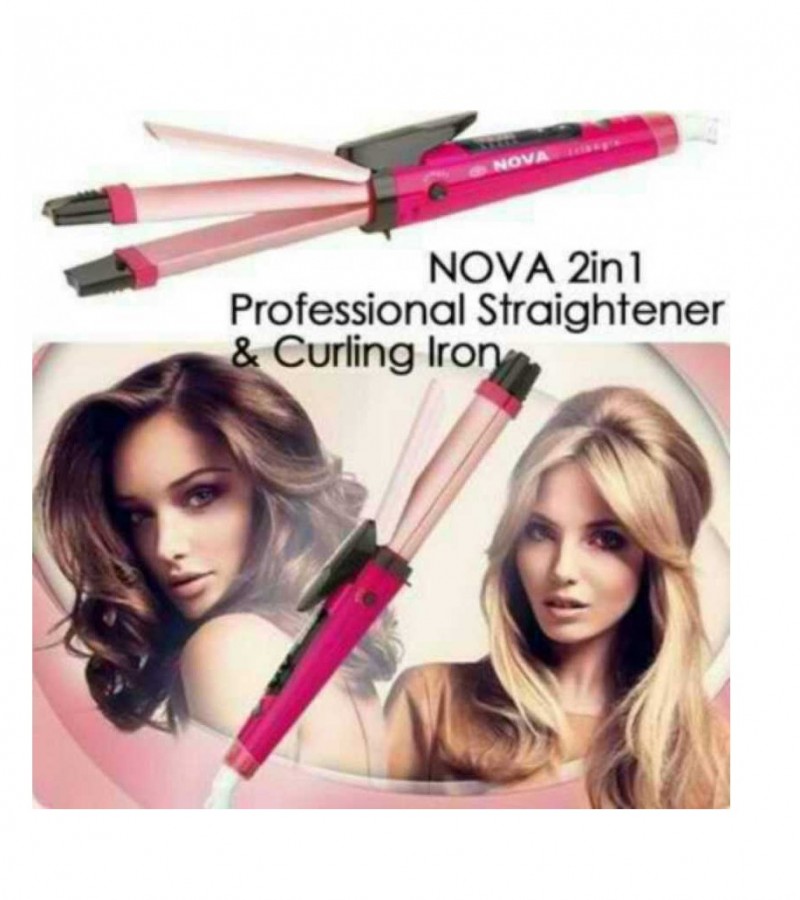 NOVA 2 in 1 Hair Iron Beauty Set Straightener Curler