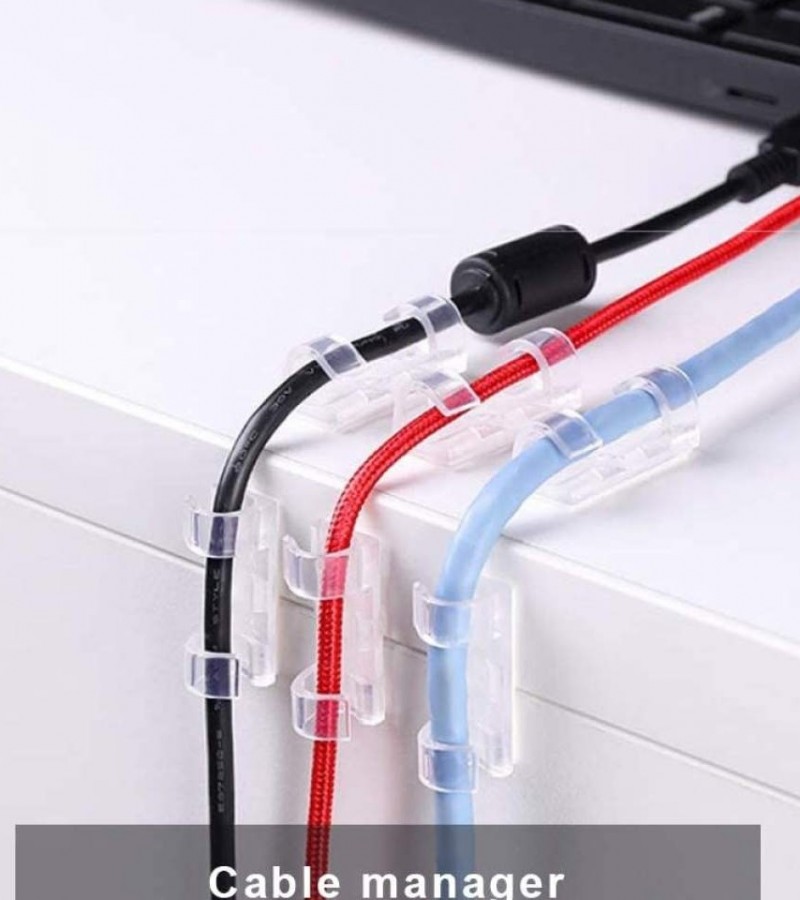 Pack of 20 - Self Adhesive Transparent Cable Clips
