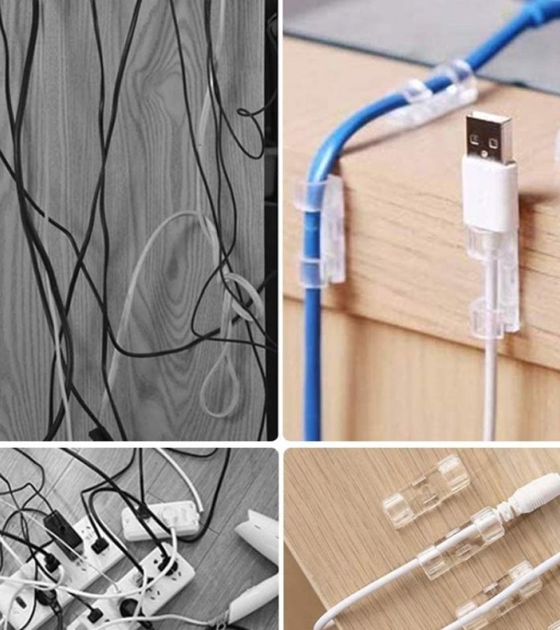Pack of 20 - Self Adhesive Transparent Cable Clips